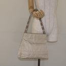 PRADA Chain Tote Bag Nylon White Silver Auth mr1398-23