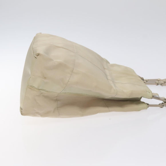 PRADA Chain Tote Bag Nylon White Silver Auth mr1398