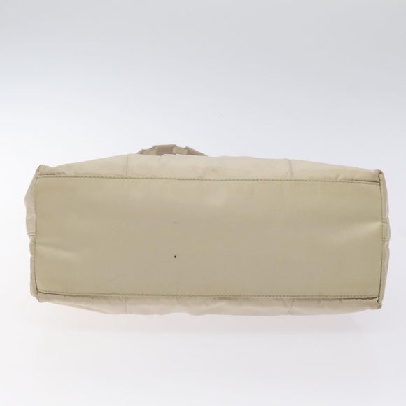 PRADA Chain Tote Bag Nylon White Silver Auth mr1398