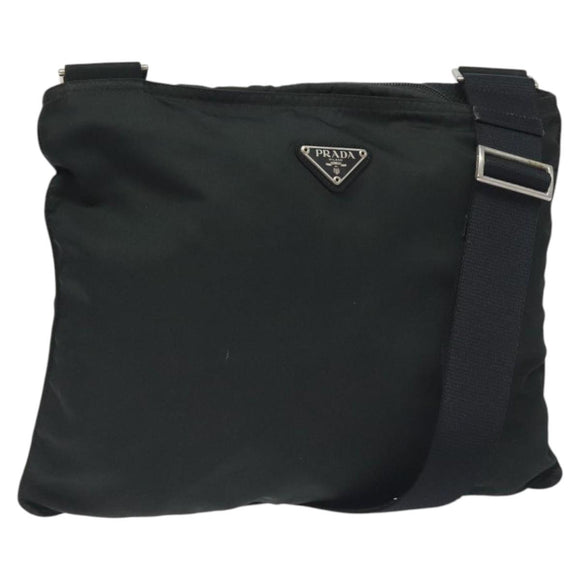 PRADA Shoulder Bag Nylon Black Silver Auth mr1401