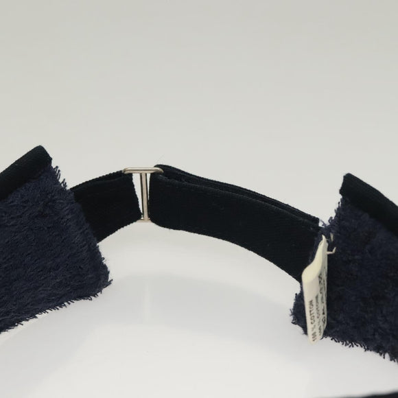 CHANEL Sports Sun Visor Cotton Navy CC Auth mr1413