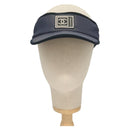 CHANEL Sports Sun Visor Cotton Navy CC Auth mr1413-13