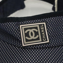 CHANEL Sports Sun Visor Cotton Navy CC Auth mr1413-6