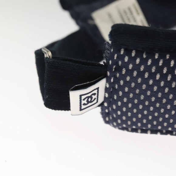 CHANEL Sports Sun Visor Cotton Navy CC Auth mr1413