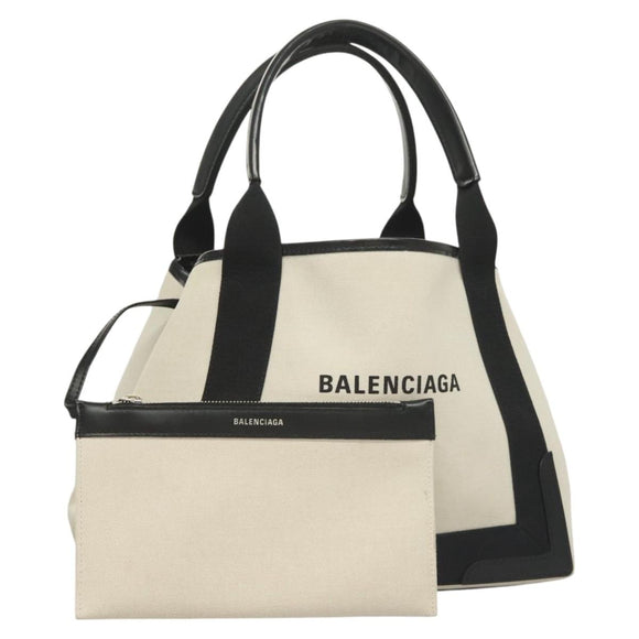 BALENCIAGA Cabas S Tote Bag Canvas White 339933 Auth mr1425