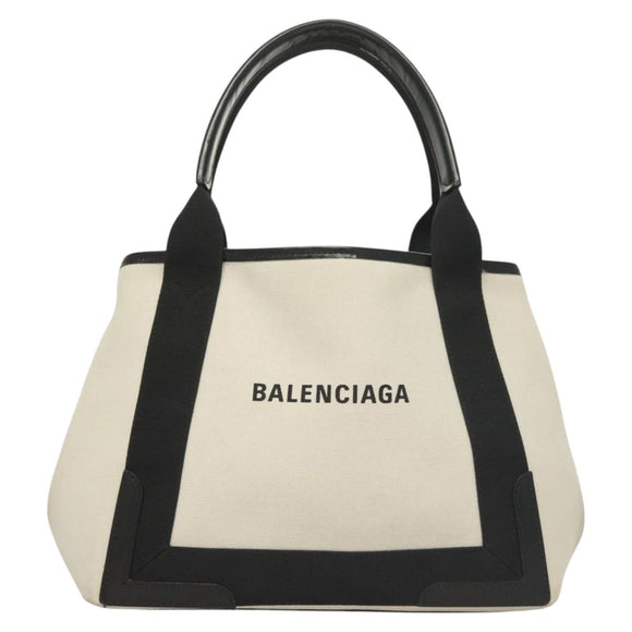 BALENCIAGA Cabas S Tote Bag Canvas White 339933 Auth mr1425