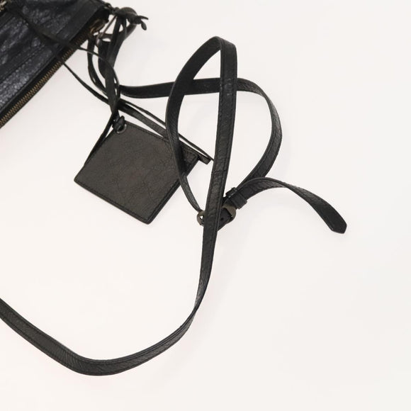 BALENCIAGA City Shoulder Bag Leather Black Auth mr1426