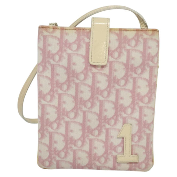 Christian Dior Trotter Canvas Shoulder Bag PVC Pink Auth mr1430