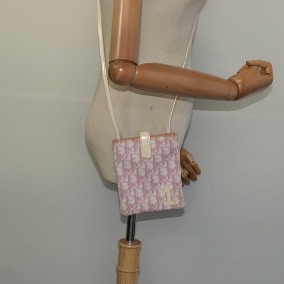 Christian Dior Trotter Canvas Shoulder Bag PVC Pink Auth mr1430
