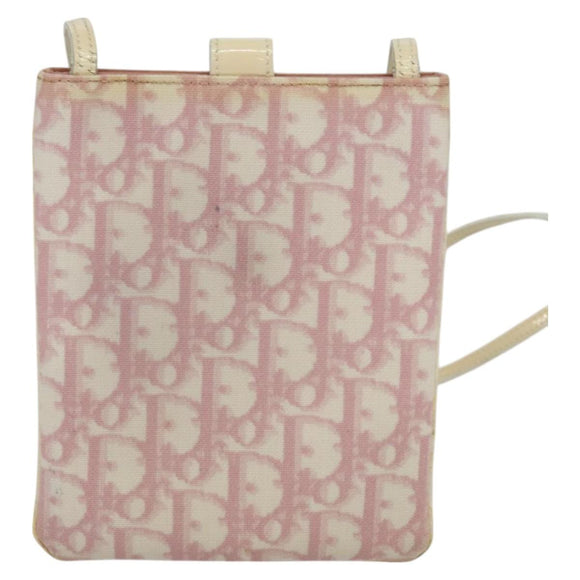 Christian Dior Trotter Canvas Shoulder Bag PVC Pink Auth mr1430