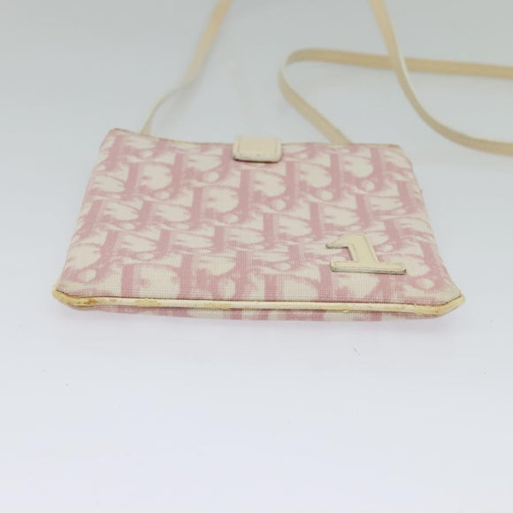 Christian Dior Trotter Canvas Shoulder Bag PVC Pink Auth mr1430