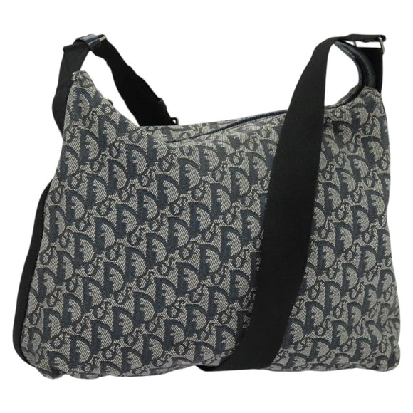 Christian Dior Trotter Canvas Shoulder Bag Navy Silver Auth mr1433