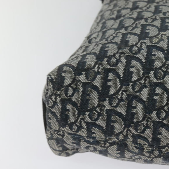 Christian Dior Trotter Canvas Shoulder Bag Navy Silver Auth mr1433