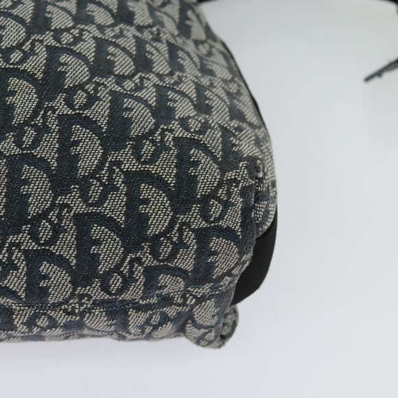 Christian Dior Trotter Canvas Shoulder Bag Navy Silver Auth mr1433