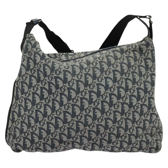 Christian Dior Trotter Canvas Shoulder Bag Navy Silver Auth mr1433