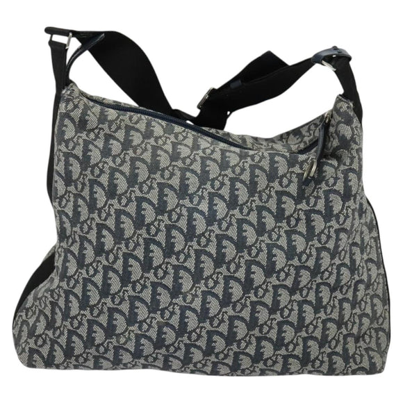Christian Dior Trotter Canvas Shoulder Bag Navy Silver Auth mr1433
