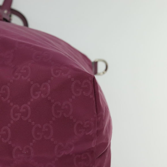 GUCCI GG Canvas Guccissima Hand Bag Nylon 2way Pink Silver 387067 Auth mr1442