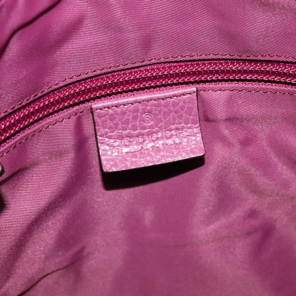 GUCCI GG Canvas Guccissima Hand Bag Nylon 2way Pink Silver 387067 Auth mr1442