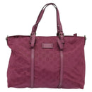 GUCCI GG Canvas Guccissima Hand Bag Nylon 2way Pink Silver 387067 Auth mr1442-13