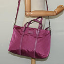 GUCCI GG Canvas Guccissima Hand Bag Nylon 2way Pink Silver 387067 Auth mr1442-22