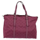 GUCCI GG Canvas Guccissima Hand Bag Nylon 2way Pink Silver 387067 Auth mr1442-2
