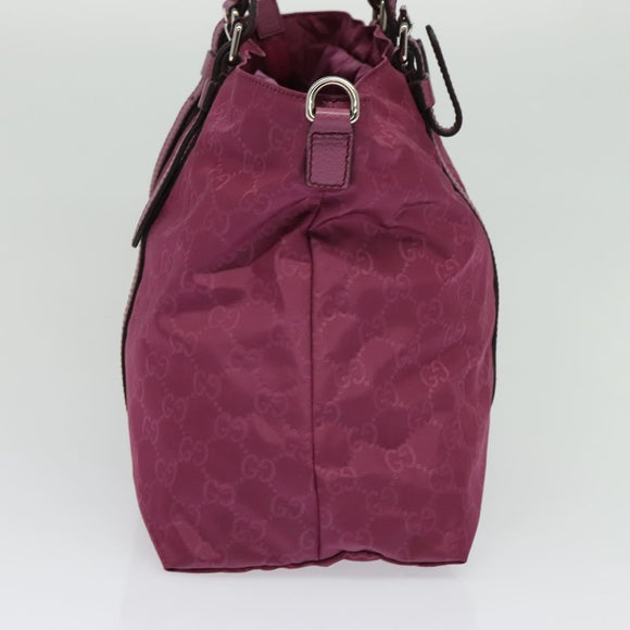 GUCCI GG Canvas Guccissima Hand Bag Nylon 2way Pink Silver 387067 Auth mr1442