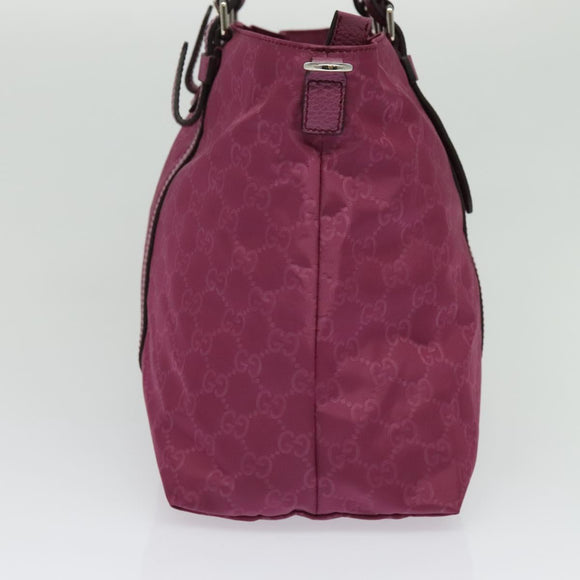 GUCCI GG Canvas Guccissima Hand Bag Nylon 2way Pink Silver 387067 Auth mr1442