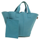 HERMES Panier Plage GM Tote Bag Canvas Blue Silver Auth mr1445-1