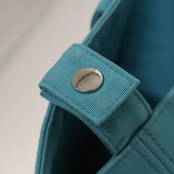 HERMES Panier Plage GM Tote Bag Canvas Blue Silver Auth mr1445