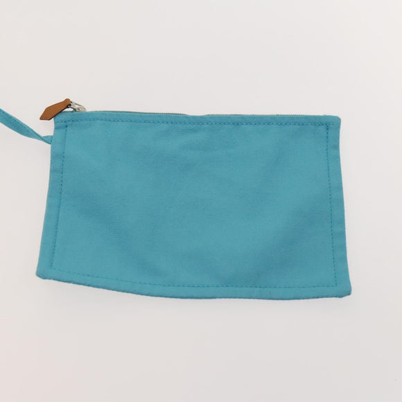 HERMES Panier Plage GM Tote Bag Canvas Blue Silver Auth mr1445