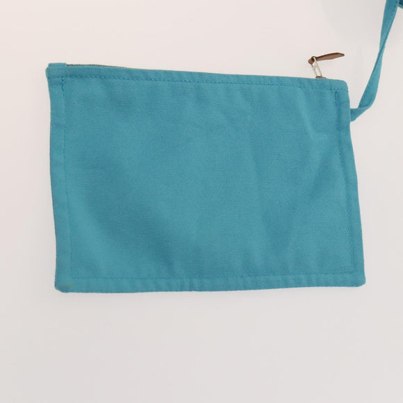 HERMES Panier Plage GM Tote Bag Canvas Blue Silver Auth mr1445