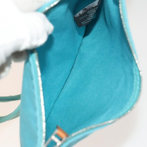 HERMES Panier Plage GM Tote Bag Canvas Blue Silver Auth mr1445