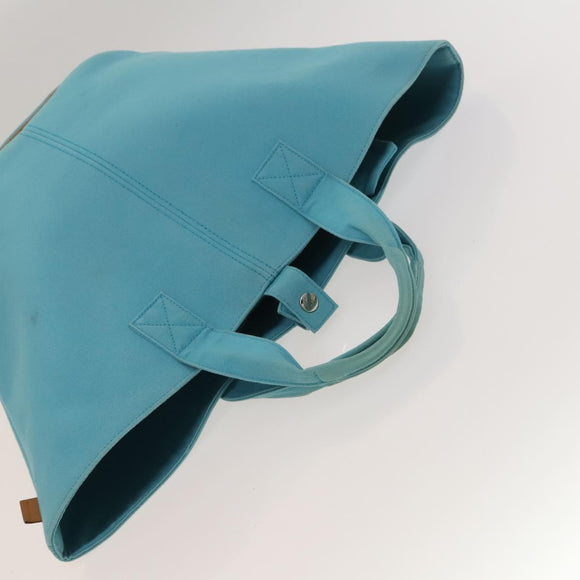 HERMES Panier Plage GM Tote Bag Canvas Blue Silver Auth mr1445