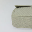 BALLY Quilted Chain Shoulder Bag Leather Beige Gold Auth mr1446-14