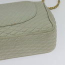 BALLY Quilted Chain Shoulder Bag Leather Beige Gold Auth mr1446-9