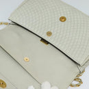 BALLY Quilted Chain Shoulder Bag Leather Beige Gold Auth mr1446-10