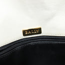 BALLY Quilted Chain Shoulder Bag Leather Beige Gold Auth mr1446-19