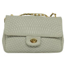 BALLY Quilted Chain Shoulder Bag Leather Beige Gold Auth mr1446-13