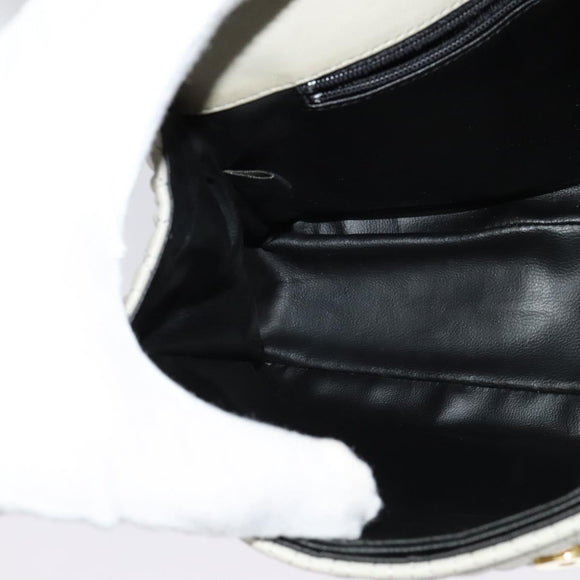 BALLY Quilted Chain Shoulder Bag Leather Beige Gold Auth mr1446