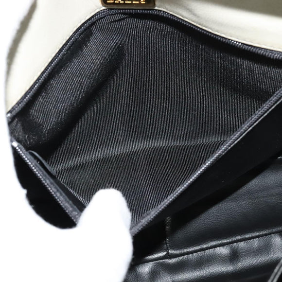 BALLY Quilted Chain Shoulder Bag Leather Beige Gold Auth mr1446