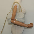 BALLY Quilted Chain Shoulder Bag Leather Beige Gold Auth mr1446-24