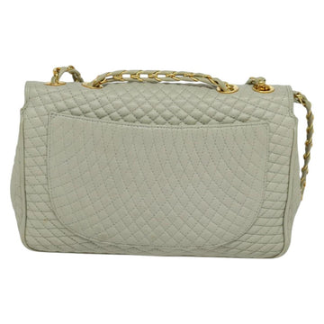 BALLY Quilted Chain Shoulder Bag Leather Beige Gold Auth mr1446 - 0