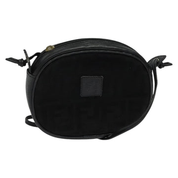 FENDI Zucca Canvas Shoulder Bag Black Gold Auth mr1448