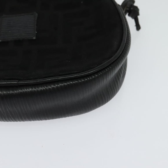 FENDI Zucca Canvas Shoulder Bag Black Gold Auth mr1448