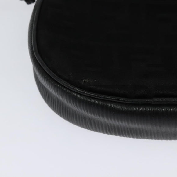 FENDI Zucca Canvas Shoulder Bag Black Gold Auth mr1448