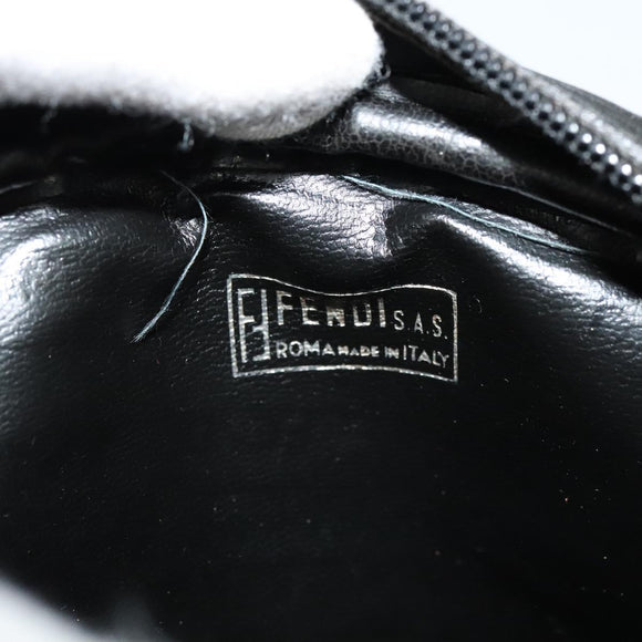 FENDI Zucca Canvas Shoulder Bag Black Gold Auth mr1448