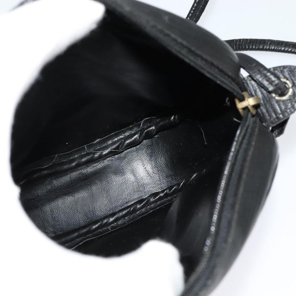 FENDI Zucca Canvas Shoulder Bag Black Gold Auth mr1448