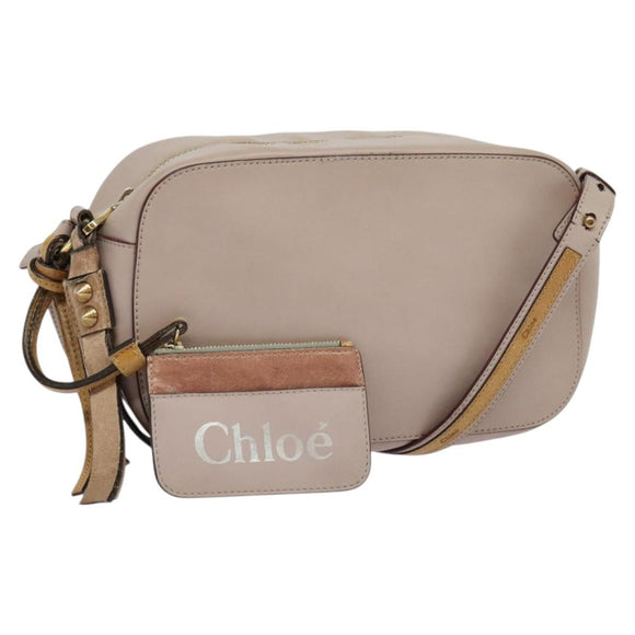 Chloe Shoulder Bag Leather Pink Gold Auth mr1456