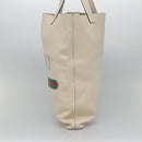 GUCCI Web Sherry Line Tote Bag Leather Ivory 572768 Auth mr1460-5