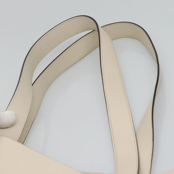 GUCCI Web Sherry Line Tote Bag Leather Ivory 572768 Auth mr1460